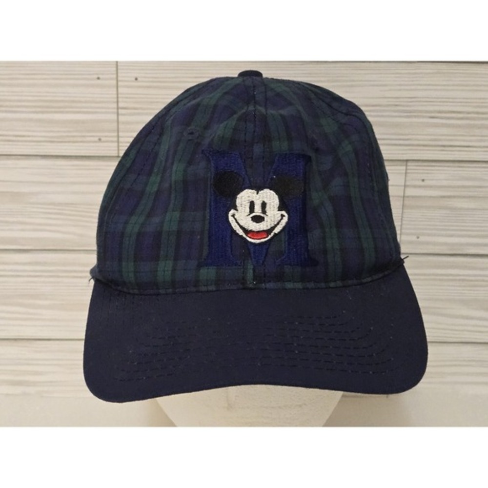 Mickey‎ Mouse Hat Blue Green Flannel Snapback Disney Store One Size